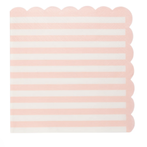 Pink Striped Scalloped Cocktail Napkins(24pk)