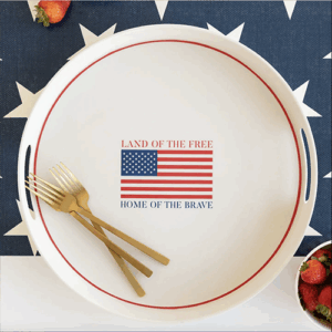 Land of the Brave Reusable Bamboo Round Serving Tray