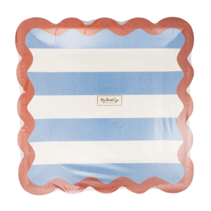 Hamptons Stripes 9" Ric Rac Trim Paper Plates