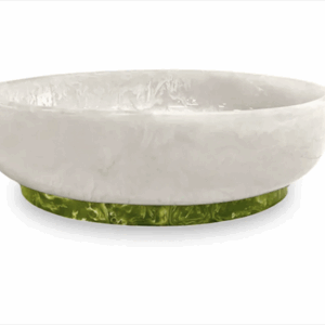 Resin Rio Oval Bowl w/Base (Lg, White/Green)