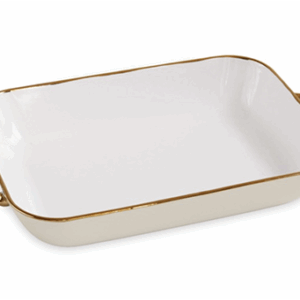 Ceramic Bambu Rectangular Casserole (Cream/White)