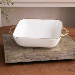 Ceramic Bambu Square Casserole (Cream/White)