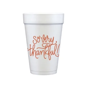 "So Very Thankful" Pumpkin Orange Foam Cups (10)