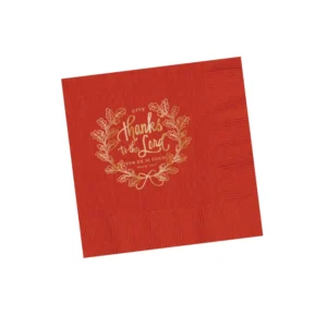 "Thanks to the Lord" Napkins | Pumpkin Orange/Gold Foil (25)