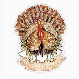 Standing Turkey with Fall Foliage - Die-Cut Accents