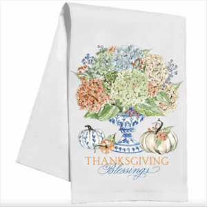 Thanksgiving Blessing Hydrangeas Chinoiserie - Kitchen Towel