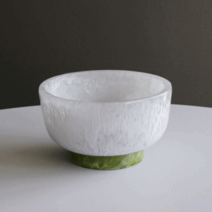 Resin Rio Oval Bowl w/Base (Small, White/Green)