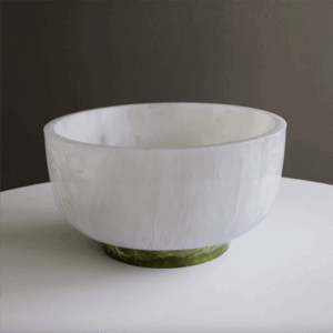 Resin Rio Bowl w/Base (Lg, White/Green)