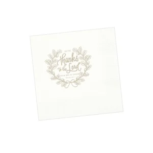 "Thanks to the Lord" Napkins | White/Taupe (25)