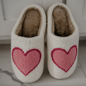 Heart Fuzzy Valentine Slippers