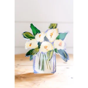 White Floral Bloom - Acrylic Block (Bitty)