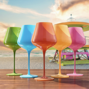 Colors of South Beach, Miami, City Wine Glass | 5 Set, 20 oz
