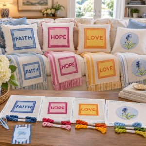 Beginner Needle Point Kits - Faith, Hope, Love, Joy, Abide, Praise!